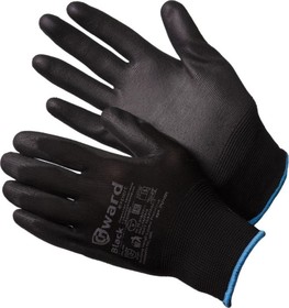 Black Перчатки нейлоновые черного цвета с полиуретановым покрытием Р. М 12 пар арт. PU1001 PU1001B/М