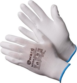 White Перчатки нейлоновые белого цвета с полиуретановым покрытием Р.XL 12 пар арт. PU1001 PU1001W/XL