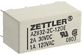 AZ832-2C-12DE, Реле: электромагнитное, DPDT, Uобмотки: 12ВDC, 1A/120ВAC, 2A/30ВDC