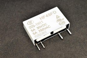 HF49FD/005-1H11, AgNi 5V 5A Normal Open:1A(SPST-Normal Open) Electromagnetic Relay-Single Coil SIP,5x20mm Power Relays ROHS
