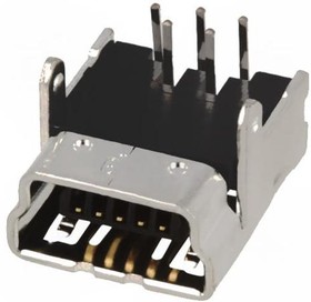 Фото 1/2 UB-M5BR-DM14- 4D(LF)(SN)(L), Гнездо; USB B mini; на PCB; THT; PIN: 5; угловой 90°; USB 2.0