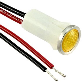Фото 1/2 1092D3-125VAC, PMI RND .5" LED Amber SemiDome 125V Wire