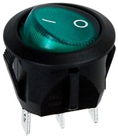 Фото 1/3 RC95BGNBT2-G, переключатель клавишный ON-OFF 250B 10A с зеленой подсветкой