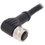 PXPPVC12RAF12ACL010PVC, Right Angle Female 12 way M12 to Unterminated Sensor Actuator Cable, 1m