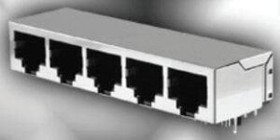 Фото 1/2 GSGX-NS-2-88, Modular Connectors / Ethernet Connectors 2 PORT R/A 8P8C SHLD PCB MOUNT BLACK