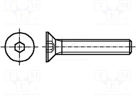 B4X12/BN21, Винт, M4x12, Головка потайная, Шлиц внутренний шестигранник