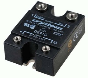 Фото 1/10 D2410, Solid-State Relay - Control Voltage 3-32 VDC - Max Input Current 12 mA - Output 24-280 VAC - Max Load Current 10 ...