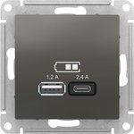 Systeme Electric AtlasDesign Сталь USB A+С, 5В/2,4 А, 2х5В/1,2 А, механизм