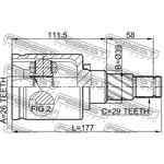 0211-T30LH, Шрус внутренний левый 26x39x29