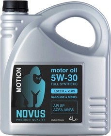 Фото 1/2 Моторное масло NOVUS MOTION 5W-30 (ESTER+AN+VHVI) ACEA A5/B5, 4 л MOT202204