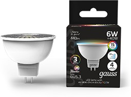 Фото 1/10 Gauss Лампа MR16 6W GU5.3 RGBW+димирование LED