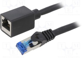 CQX063S, Удлинитель RJ45; S/FTP; 6a; Cu; LSZH; черный; 3м; 26AWG