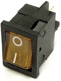 MIRS-201A-2C3 (желтый), Переключатель с подсветкой ON-OFF (10A 125VAC, 6A 250VAC, 15A 12VDC) DPST 4P