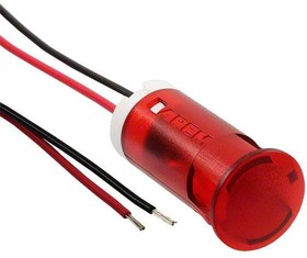 QS123XXR12, Светодиодный индикатор в панель, фиксация защелкой, Красный, 12 В DC, 12 мм, 20 мА, 25 мкд