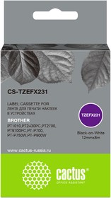 Фото 1/2 Картридж ленточный Cactus CS-TZEFX231 TZe-FX231 черный для Brother 1010/1280/1280VP/2700VP