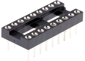 Фото 1/2 W30518TTRC, 2.54mm Pitch Vertical 18 Way, Through Hole Turned Pin Open Frame IC Dip Socket, 5A