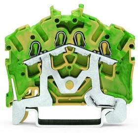 2002-6407 4-пров. клемма с заземлением, 0,25 - 2,5 (4) мм2, угловая, желто-зелёная