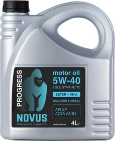 Фото 1/5 Моторное масло NOVUS PROGRESS 5W-40 (ESTER+AN+VHVI) ACEA A3/B4, 4 л PRO202204