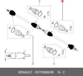 397958869R, Пыльник ШРУСа заднего внутреннего (лев/прав) 2.0 4х4 Duster