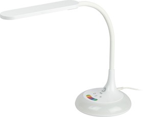 Фото 1/10 Настольный светильник ЭРА NLED-481-10W-W светодиодный с RGB ночником белый Б0048591