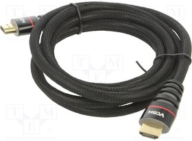 CG526-B-1.8, Cable; HDMI 1.4; HDMI plug,both sides; PVC; textile; 1.8m; black
