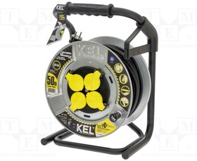 W-99465, Extension lead; reel,with non-rotating sockets; Sockets: 4; 50m