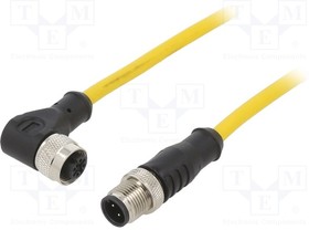 C4AD05M010, Соединительный кабель; M12; PIN: 4; 10м; вилка; 250ВAC; 4А; ПВХ; IP68
