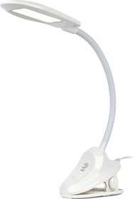 Фото 1/10 Настольный светильник ЭРА NLED-478-8W-W светодиодный на прищепке белый Б0041084