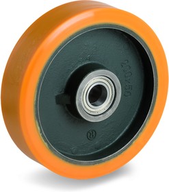 Колесо Tellure Rota 642156 под ось, диаметр 200мм, грузоподъемность 1000кг, полиуретан TR, чугун, шариковый подшипник в комплекте