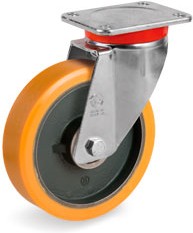 Колесо Tellure Rota 645006 поворотное, диаметр 200 мм, грузоподъемность 900кг, полиуретан TR / чугун