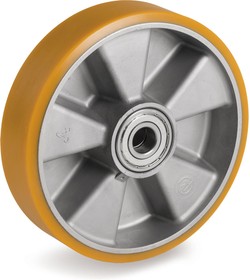 Колесо Tellure Rota 651106 под ось, диаметр 200 мм, грузоподъемность 850кг, полиуретан TR, алюминий, шариковый подшипник в комплекте