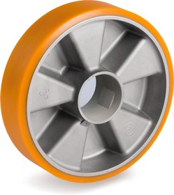Колесо Tellure Rota 654103 под ось, диаметр 125мм, грузоподъемность 400кг, полиуретан TR, алюминий, шариковый подшипник в комплект не входит
