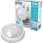 Gauss Св-к ЖКХ Qplus круг 15W 1200lm 4000K 160-260V IP54 D175*76мм бел, дек рам ...