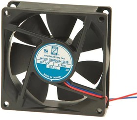 OD8025-05HB, DC Fans DC Fan, 80x80x25mm, 5VDC, 35CFM, 32dBA, Ball Bearing, Lead Wires
