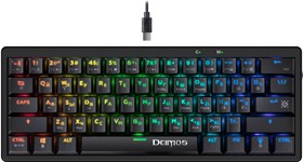 Фото 1/6 DEFENDER DEMIOS Игровая клавиатура чёрная (USB, TNT Pink, RGB подсветка, 61 кл., GK-303)