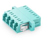 36A-30-4L-02AQ, Оптический адаптер OM3, квадро LC, с фланцами, бирюзовый