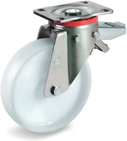Колесо Tellure Rota 686956 поворотное с задним тормозом, диаметр 200мм, грузоподъемность 750кг, полиамид, шариковый подшипник, усиленный кро