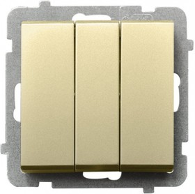 Ospel Sonata Шампанский золотой Выключатель 3-клавишный , без рамки