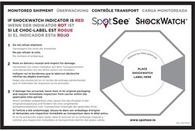 26107ML, Labels & Industrial Warning Signs ShockDot / ShockWatch Label Multilingual Companion Labels (500 labels/roll) English, Spanish, Fre