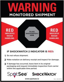 26126, Labels & Industrial Warning Signs ShockWatch 2 Companion Labels (200 labels/roll) - Size: 4.5" x 5.75"