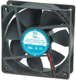 OD1238-48HB, DC Fans DC Fan, 120x120x38mm, 48VDC, 105CFM, 0.2A, 43dBA, 2800RPM, Dual Ball, Lead Wires