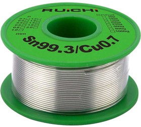 Sn99.3/Cu0.7 d0.8mm 50g, Припой оловянно-медный , Sn 99.3%/Cu 0.7%, бессвинцовый, диаметр 0.8 мм, 50 г, с флюсом