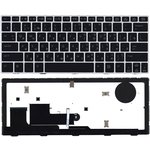Клавиатура для ноутбука HP EliteBook Revolve 810 G1 черная с серой рамкой и ...