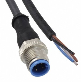 1-2273028-1, Датчик Кабеля, AMP, M12 Plug, Free End, 4 Positions, 1.5 м, 4.9 фут, M8/M12 Connector System