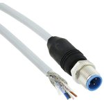 2273044-1, Sensor Cables / Actuator Cables 4pos PUR 1.5m M12 strt plug pig shld A