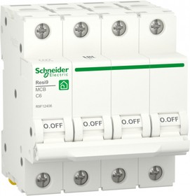 Фото 1/2 Schneider Electric RESI9 Автоматический выключатель (АВ) С 6А 4P 6000A