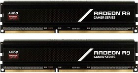 Модуль памяти 16GB AMD Radeon™ DDR4 3200 DIMM R9 Gamers Series Black Gaming Memory R9S416G3206U2K Non-ECC, CL16, 1.35V, Heat Shield, Kit (2