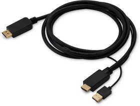 Фото 1/4 Кабель аудио-видео Buro HDMI (m)/DisplayPort (m) 2м. позолоч.конт. черный (HDMI-DP-2M)
