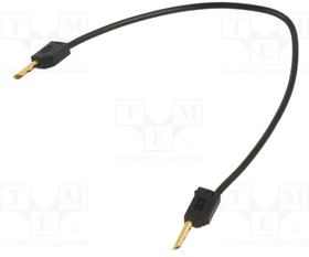 Measuring lead with (2 mm hollow plug, straight) to (2 mm hollow plug, straight), 150 mm, black, PVC, 0.5 mm²