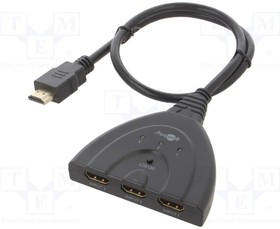 58488, Switch; HDCP 2.2,HDMI 2.0; 0.55m; black; Input: HDMI socket x3